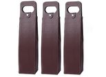 Set Di 3 Sacchetti Regalo In Ecopelle Con Maniglia Di Trasporto | Sacchetto Per Vino Con Chiusura Per Bottiglia Singola - Sacchetto Regalo Riutilizzabile | Sacchetto Per Vino Marrone Scuro | Sacchetto Portatile Per Vino E Spumante