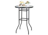 Tavolo Da Giardino Costway Con Piano In Vetro Temperato, Tavolo Bar Alto, Tavolo Bar 68X68X97Cm