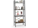 Libreria Costway A 4 Livelli Con Chiusura A Ribalta E Piedini Regolabili, Struttura In Metallo, Per Soggiorno, Studio E Ufficio (Marrone Scuro)
