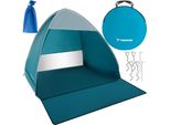 Tenda Da Spiaggia Pop Up 2 Persone 150X120X110 Cm Protezione Vento E Uv 30+ Spiaggia Conchiglia Bambini Adulti Blu 23479
