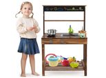 Cucina Del Fango Per Bambini Costway, Robusta Cucina Del Fango In Legno D'abete, Cucina Ludica Educativa Per Bambini Dai 3 Ai 7 Anni