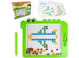 Malplay Lavagna Magnetica Per Bambini Con Perline A Mosaico, Modelli Di Puzzle Di Dinosauri, 20 Modelli Diversi, 100 Perline Colorate, 46,5X28 Cm