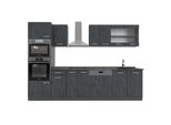 Vicco Cucina Componibile R-Line, 300 Cm Senza Piano Di Lavoro, Calcestruzzo Nero/Antracite