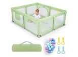 Costway Grande Box Per Bambini, Box Per Bambini Con 4 Anelli Di Trazione E 50 Palline Oceaniche, Per Bambini Da 0 A 3 Anni Verde