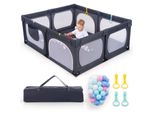 Costway Grande Box Per Bambini, Box Per Bambini Con 4 Anelli Di Trazione E 50 Palline Oceaniche, Per Bambini Da 0 A 3 Anni Grigio Scuro