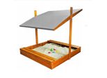 Sabbiera In Legno Con Tetto Copertura Sabbiera Impregnata Grigio 120Cm 10791