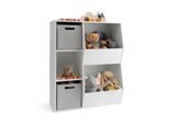 Costway Armadio Portagiochi Adatto Ai Bambini, Libreria Con 5 Scomparti E 2 Contenitori In Tessuto, Armadio Portaoggetti Con Ripiani Aperti