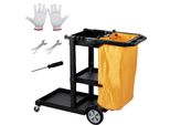 Carrello Per Le Pulizie Vevor Carrello Per Le Pulizie Con 3 Scomparti, Carrello Per L'igiene Carrello Per Le Pulizie Con Capacità Di Carico Di 90,7 Kg, Carrello Per Mop In Pp Nero Carrello Di Sistema Con Sacco Per Rifiuti E Guanti In Pvc, Adatto Per Uffici, Centri Commerciali, Hotel