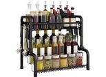 Yuenfong Portaspezie In Acciaio Inox Nero, Scaffale Organizzatore Di Spezie A 4 Ripiani, Scaffale Da Cucina, Scaffale Da Cucina, Scaffale Da Scrivania Ideale Per Barattoli Di Spezie, Barattoli Di Marmellata, Cosmetici