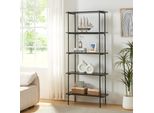 Scaffale A Terra 'Samnanger' Con 5 Ripiani 180 X 80 X 34 Cm Nero
