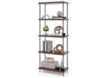 Costway Scaffale Multiuso A 5 Livelli, Libreria Autoportante Con Struttura In Metallo, Scaffale Industriale In Noce