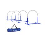Pawhut Attrezzatura Per L'addestramento All'agilità Del Cane, Set Di Agilità Per Cani, Set Di Ostacoli Da 4 Pezzi Per Cani Anziani, Set Di Addestramento Per Cani Con Borsa Per Il Trasporto, Blu+Bianco, 88 X 6