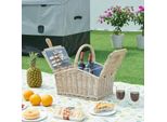 Cestino Da Picnic 'Lumparland' Set Completo Per 2 Persone In Vimini 40 X 28 X 37 Cm Bianco / Blu