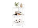 Costway Carrello A 3 Livelli, Carrello Multiuso Con 2 Tazze Sospese E 4 Ganci, Carrello Mobile Con Maniglione Bianco