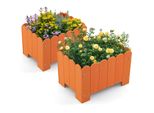 Costway 2Er Vaso Da Fiori Resistente Alle Intemperie Con Fori Di Drenaggio, Fioriera Hdpe Rettangolare, Letto Rialzato, Vaso Da Fiori 45X32X30Cm Arancione