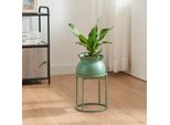 Supporto Per Piante 'Assen' Con Vaso Per Fiori In Metallo 31,5 X 19,5 Cm Verde