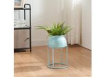 Supporto Per Piante 'Assen' Con Vaso Per Fiori In Metallo 31,5 X 19,5 Cm Azzurro