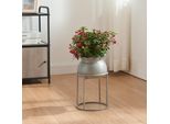 Supporto Per Piante 'Assen' Con Vaso Per Fiori In Metallo 31,5 X 19,5 Cm Grigio