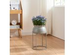 Piantana 'Assen' Con Vaso Da Fiori In Metallo 38 X 23,5 Cm Grigio