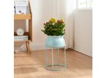 Supporto Per Piante 'Assen' Con Vaso Per Fiori In Metallo 38 X 23,5 Cm Azzurro