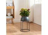 Piantana 'Assen' Con Vaso Da Fiori In Metallo 38 X 23,5 Cm Nero