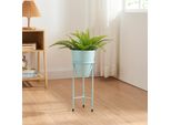 Supporto Per Piante 'Asten' Con Vaso Da Fiori In Metallo 40,5X16 Cm Azzurro