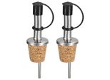 Set Di 2 Versatori Per Bottiglie In Acciaio Inox Con Tappo Protettivo E Tappo Di Sughero | Versatore Per Vino Con Tappo | Dispenser Con Tappo | Versatore Per Liquori | Tappi Per Bottiglie Di Olio | Versatore Per Grappa