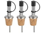 Set Di 3 Versatori Per Bottiglie In Acciaio Inox Con Tappo Protettivo E Tappo Di Sughero | Versatore Per Vino Con Tappo | Dispenser Con Tappo | Versatore Per Liquori | Tappi Per Bottiglie Di Olio | Versatore Per Grappa