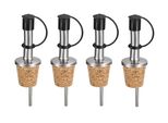Set Di 4 Versatori Per Bottiglie In Acciaio Inox Con Tappo Protettivo E Tappo Di Sughero | Versatore Per Vino Con Tappo | Dispenser Con Tappo | Versatore Per Liquori | Tappi Per Bottiglie Di Olio | Versatore Per Grappa