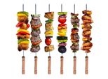 Set Di 10 Spiedini Shashlik Da 38 Cm Con Manico In Legno - Spiedini In Acciaio Inox Per Barbecue A Gas E A Carbonella - Spiedini Di Carne Per Barbecue Party - Bbq Schampura - Accessori Perfetti Per Il Barbecue