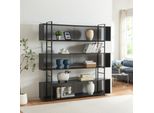 Scaffale A Terra 'Randaberg' Con 3 Scomparti Struttura In Acciaio 180 X 180 X 33 Cm Nero