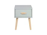 Comodino Mobili Rebecca Picea 44X35X35 Mdf Pino Verde Acqua Marrone Scandinavo Parzialmente Assemblato