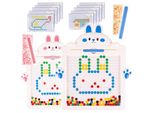 Malplay Lavagna Magnetica Bunny Jigsaw Puzzle 116El. Mosaico Educativo Perline Bacchetta Magica Bambini Da 3 Anni, Bianco