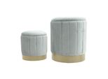 Rebecca Mobili Sgabello Avelos 44X35,5X35,5 Tessuto Poliestere Acciaio Grigio Giallo Moderno Set 2 Pezzi