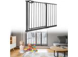Yuenfong Cancelletto Di Sicurezza Per Porte Senza Foratura, Cancelletto Autochiudente Per Bambini, Apertura Bidirezionale A 180°, Nero, Larghezza 105-115 Cm