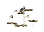 Pawhut Set Parete Di Arrampicata Per Gatti, 8 Pezzi Di Arredamento Per Gatti Con Tiragraffi, Posatoi, Tiragraffi, Scale Per Gatti, Sisal, Marrone