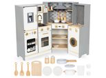 Mamabrum Xxl Cucina Ad Angolo In Legno Per Bambini Con Led E Numerosi Accessori
