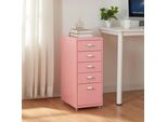 Piedistallo Mobile 'KöKar' Con 5 Cassetti In Acciaio 69 X 28 X 41 Cm Rosa