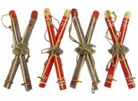 Grazioso Set Di 4 Sci In Legno - Altezza Circa 20 Cm