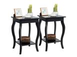 Costway Set Di 2 Comodini Con Ripiano, Comodini A 2 Livelli In Legno Con Gambe Curve, Comodino Industriale 40X40X60Cm Nero