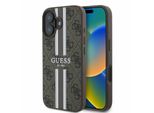 Guess Guhmp16Sp4Rpsw Custodia Rigida Per Iphone 16 6.1 BrąZowy/Marrone 4G Con Strisce Stampate Magsafe