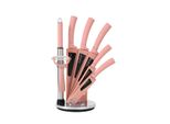 Set Di 8 Coltelli Da Cuoco Coltelli Da Cucina Portacoltelli Girevole Rosa Coltelli In Acciaio Inox