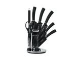 Set Di Coltelli Da 9 Pezzi Set Di Coltelli Da Chef Girevoli In Acciaio Inox Con Supporto Per Coltelli In Nero