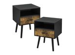 Tavolino 'GäVle' Set Di 2 Nero/Legno Scuro