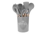 Set Di Utensili Da Cucina Da 12 Pezzi Pentole In Silicone Con Manico In Legno Grigio