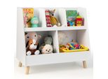Scaffale Per Bambini Costway Con 5 Scomparti Aperti, Libreria Per Bambini, Scaffale Per Cameretta Con Gambe In Legno Massiccio E Protezione Antiribaltamento