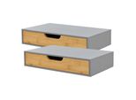 Set Di 2 Mensole A Muro 'Bokn' Con Cassetto 40 X 24 X 8 Cm Bamboo Grey