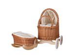 Carrozzina E Culla Per Bambole In Vimini Con Lenzuola Rosa (Beige)