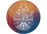 Carta Da Parati Rotonda Autoadesiva Disney Star Wars Millennium Falcon Arancione E Blu - 612026 - Ø 128 Cm