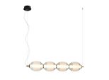 Lampada A Sospensione Decorativa Per Sala Da Pranzo Sopra Il Tavolo In Bianco E Nero A Righe Orizzontali Con Paralume In Vetro Colore Caldo Led 29W Rinot Italux